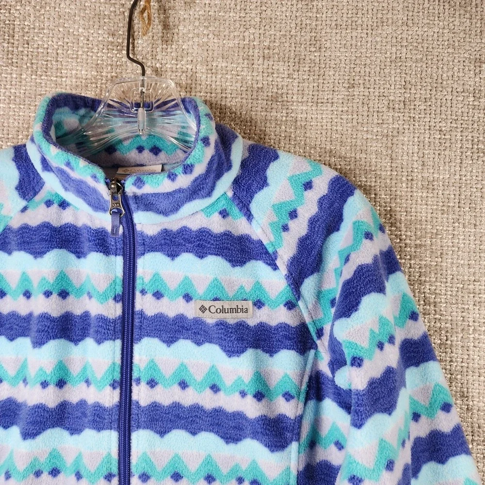 Columbia Kids Fleece Jacket Youth‎ Large 14/16 Blue ZigZig Full Zip Nice!